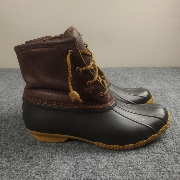 Sperry Saltwater Duck Boots Womens 7 Brown Leather Rain Snow STS91176 - Picture 13 of 13